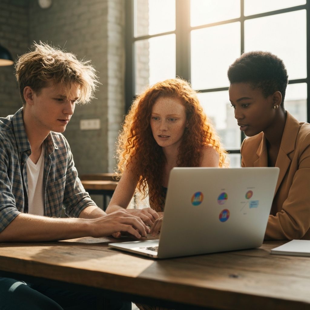Jóvenes emprendedores trabajando en sus startups